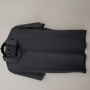 Nike men's golf shirt, size Large dark grey with black stripes.